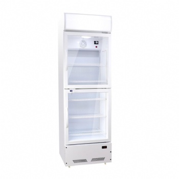LC-360D Top and down two Door Upright Bottle Cooler with Lightbox for Food & Drink