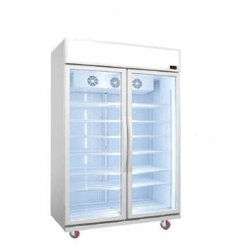 LC-1200 Double Hinged Door Bottle Cooler Merchandise Refrigerator for supermarket-top mount compressor